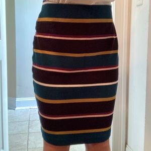 Ann Taylor Factor Knit Bandage Stripe Pencil Skirt